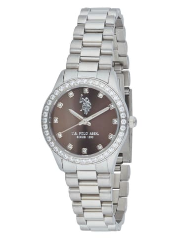 U.S. Polo Assn. Quarzuhr in Silber/ Braun