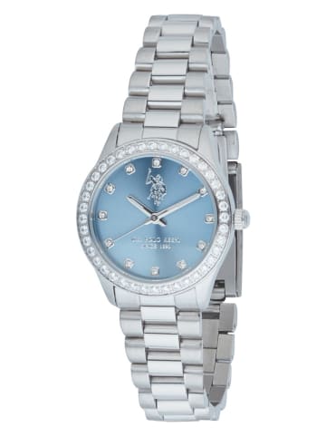 U.S. Polo Assn. Quarzuhr in Silber/ Hellblau