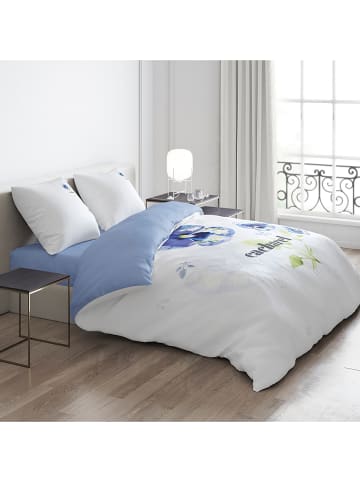 Cacharel Satijnen beddengoedset wit/lichtblauw