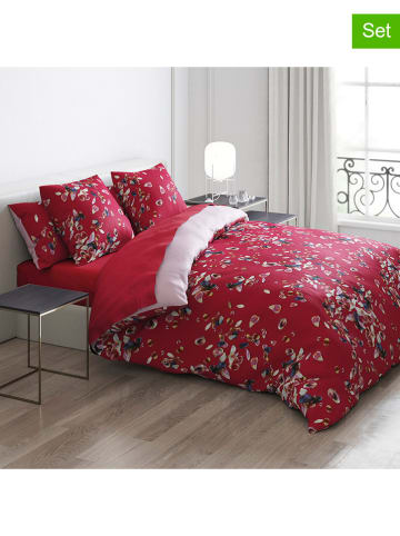 Cacharel textiles 2er-Set: Satin-Kissenbezüge "Aurore" in Rot