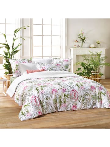 Cacharel Satin-Bettwäsche-Set "Jardin de roses" in Grün/ Pink