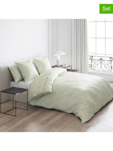 Cacharel textiles 2-delige set: satijnen kussenslopen "Eglantine" wit/geel