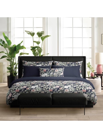 Cacharel Satin-Bettwäsche-Set "Bouquet de nuit" in Dunkelblau/ Weiß/ Rosa