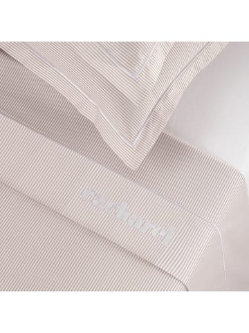 Cacharel textiles 4tlg. Set: Perkal-Bettlaken und Kissenbezüge in Taupe/ Weiß