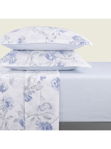 Cacharel textiles Satin-Spannbettlaken in Hellblau/ Weiß