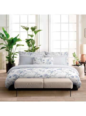 Cacharel textiles Satin-Bettlaken in Weiß/ Blau