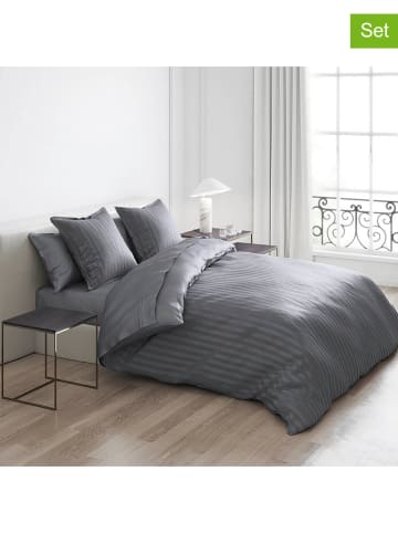 Cacharel textiles 2er-Set: Satin-Kissenbezüge in Grau