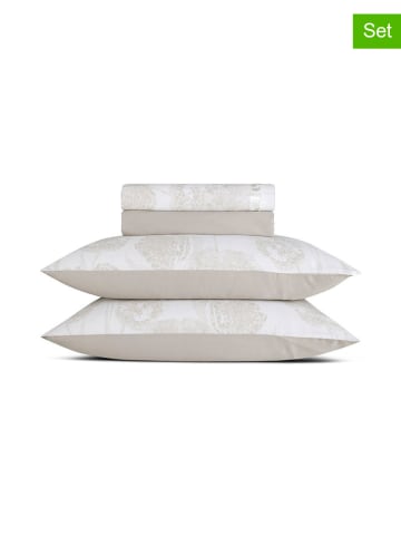 Cacharel textiles 4-częściowy zestaw satynowy w kolorze biało-szarobrązowym