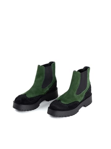 Anna Morellini Leder-Chelsea-Boots "Bridianda" in Grün/ Schwarz