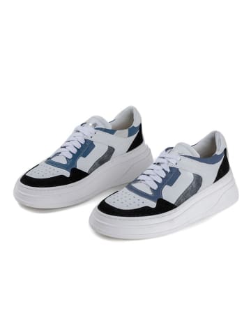 Anna Morellini Leder-Sneakers "Eviradia" in Weiß/ Blau