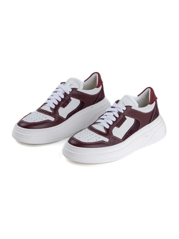 Anna Morellini Skórzane sneakersy "Anola" w kolorze biało-bordowym