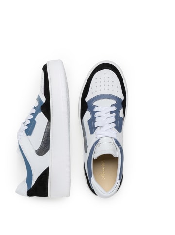 Anna Morellini Leren sneakers "Luponita" wit/zwart/blauw
