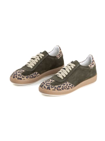 Anna Morellini Leder-Sneakers "Doreca" in Khaki/ Beige