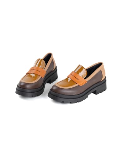 Anna Morellini Leren mocassins "Aureda" bruin/lichtbruin/oranje