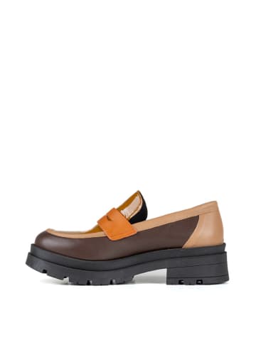 Anna Morellini Leder-Mokassins "Aureda" in Braun/ Hellbraun/ Orange