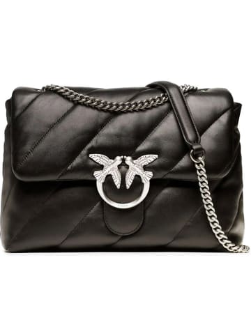 Pinko Skórzana torebka w kolorze czarnym - 34 x 25 x 11,5 cm