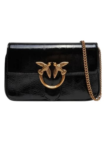 Pinko Leder-Umhängetasche in Schwarz - (B)19 x (H)11 x (T)3 cm