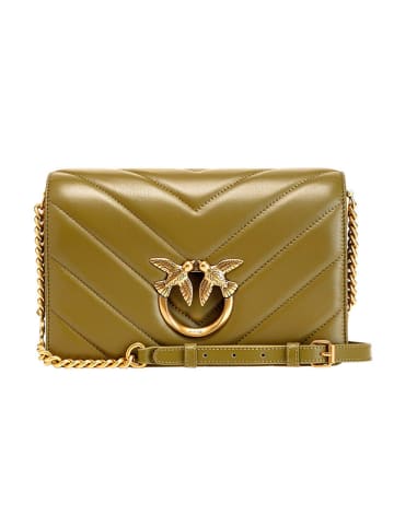 Pinko Leder-Umhängetasche in Khaki - (B)25 x (H)16 x (T)8 cm