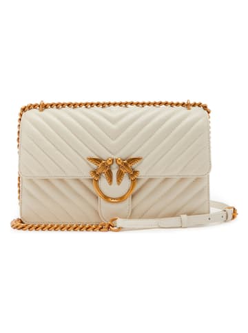 Pinko Skórzana torebka w kolorze kremowym - 27 x 16,5 x 7,5 cm