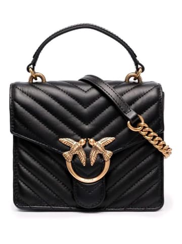 Pinko Leder-Henkeltasche in Schwarz - (B)17,5 x (H)15 x (T)7 cm