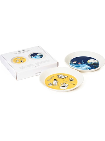 Moomin 2er-Set: Dessertteller ''Office & Winternight'' in Gelb/ Dunkelblau - Ø 19 cm
