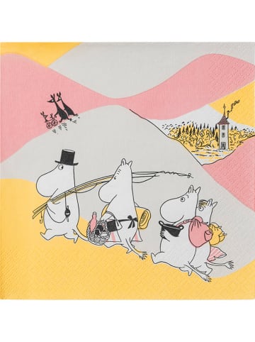 Moomin Serwetki (20 szt.) "Family Time" w kolorze jasnoróżowo-żółto-szarym