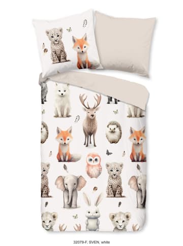 Good Morning Flanellen beddengoedset "Sven" wit/beige