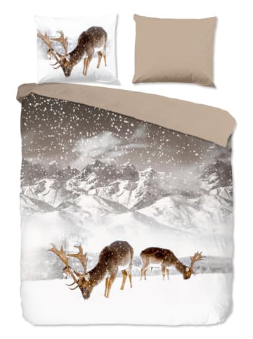 Good Morning Flanell-Bettwäsche-Set "Winter Sand" in Beige