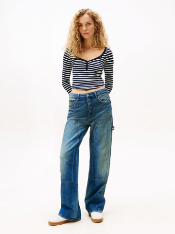 TOMMY JEANS Koszulka w kolorze granatowo-białym