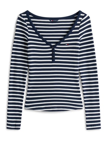TOMMY JEANS Longsleeve in Dunkelblau/ Weiß