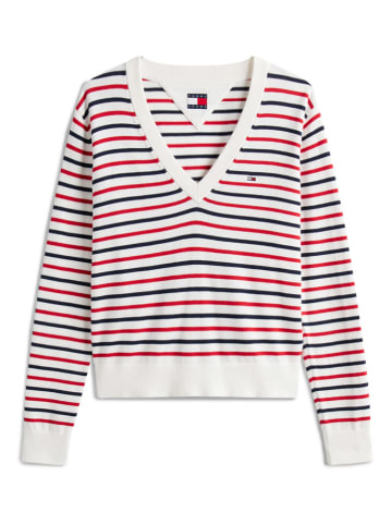 TOMMY JEANS Sweter w kolorze czerwono-biało-granatowym