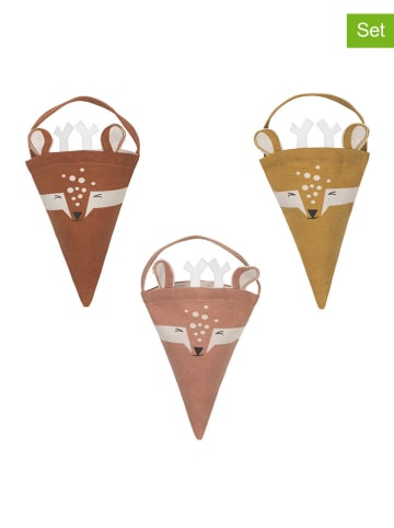 FABELAB 3er-Set: Weihnachtsschmuck in Braun/ Rosa/ Ocker - (H)15 cm