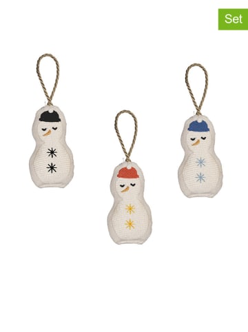 FABELAB 3er-Set: Weihnachtsschmuck "Snowman" in Weiß - (H)6 cm