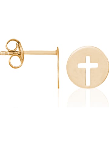 L instant d Or Złote kolczyki-wkrętki "Croix dorées"