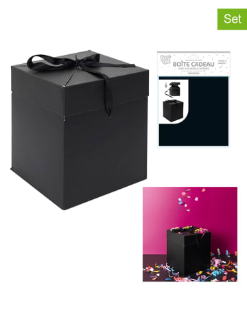 The Concept Factory 2er-Set: Geschenkschachteln in Schwarz - (B)20 x (H)20 x (T)20 cm