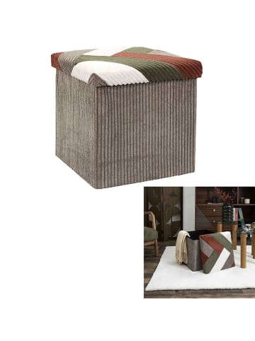 THE HOME DECO FACTORY Poef beige/wit - (B)38 x (H)38 cm