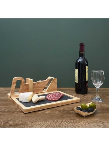COOK CONCEPT Deska w kolorze czarno-brązowym z krajalnicą - 29 x 11 x 28 cm