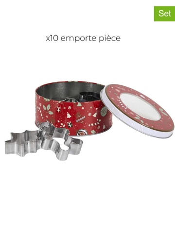 The Concept Factory 11-delige set: opbergbox met bakvormpjes zilverkleurig/rood