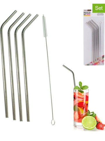 COOK CONCEPT Słomki (4 szt.) w kolorze srebrnym