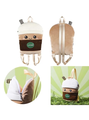 The Home Deco Kids Plecak "Bubble Tea" w kolorze biało-ciemnobrązowo-beżowym - 3+