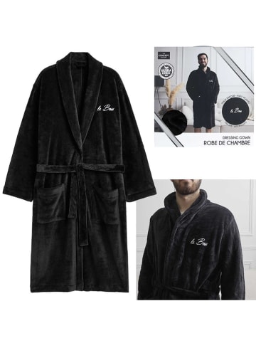 The Concept Factory Fleece-Bademantel in Schwarz
