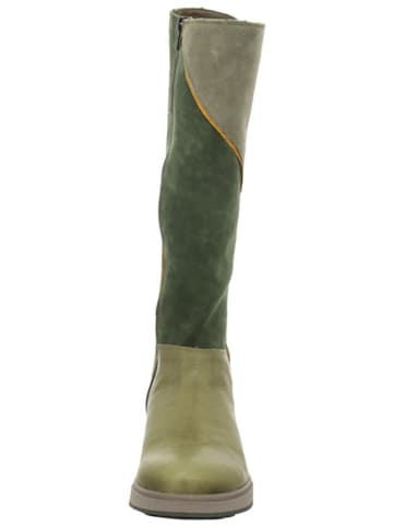 Think! Skórzane kozaki "Cogita" w kolorze zielonym