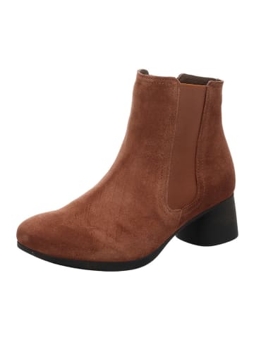 Think! Leren enkellaarzen lichtbruin