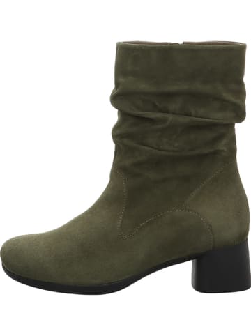 Think! Leren enkellaarzen kaki