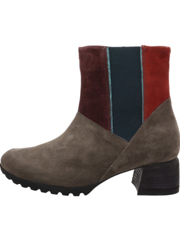 Think! Leder-Stiefeletten in Braun/ Rot