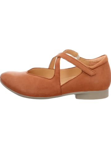 Think! Leder-Spangenballerinas in Hellbraun