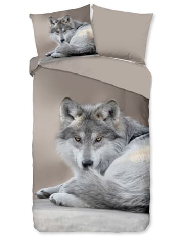 Pure Mikrofaser-Bettwäsche-Set "Wolf" in Taupe