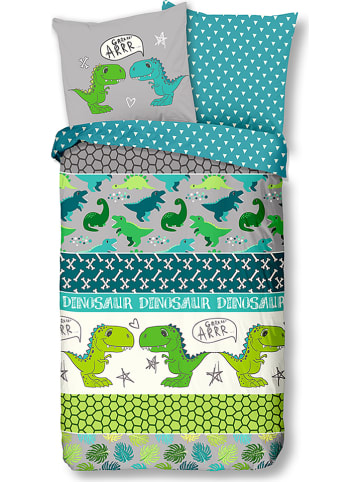 Good Morning Beddengoedset "Dinosaur" groen/grijs