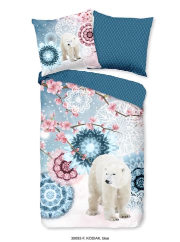 Hip Flanellen kussensloop "Hip" blauw/wit