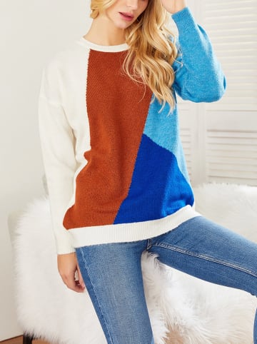 LA Angels Pullover in Hellbraun/ Blau/ Creme